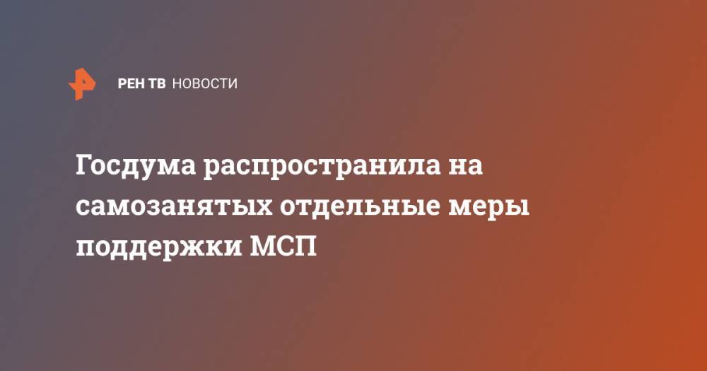 Владимир Путин - Госдума распространила на самозанятых отдельные меры поддержки МСП - ren.tv - Россия