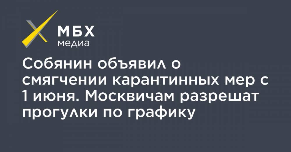 Владимир Путин - Сергей Собянин - Собянин объявил о смягчении карантинных мер с 1 июня. Москвичам разрешат прогулки по графику - mbk.news - Москва
