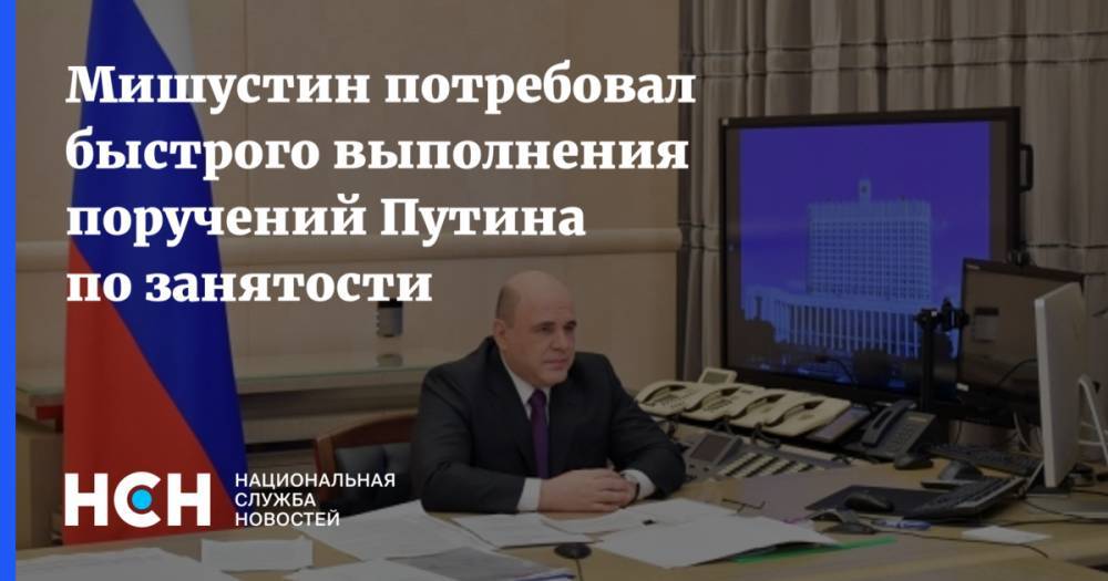 Владимир Путин - Михаил Мишустин - Дмитрий Григоренко - Мишустин потребовал быстрого выполнения поручений Путина по занятости - nsn.fm - Россия