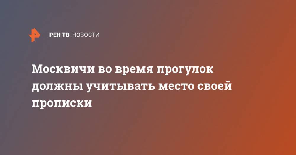 Алексей Немерюк - Москвичи во время прогулок должны учитывать место своей прописки - ren.tv - Москва