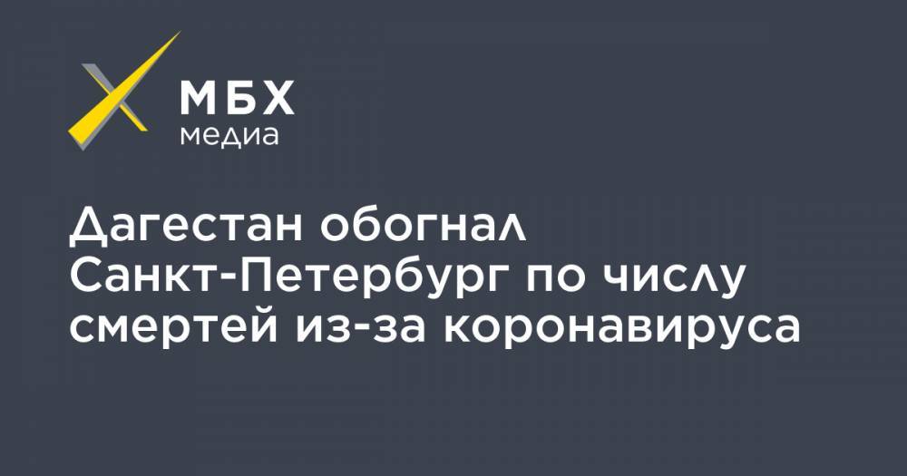 Дагестан обогнал Санкт-Петербург по числу смертей из-за коронавируса - mbk.news - Москва - Россия - Санкт-Петербург - Московская обл. - респ. Дагестан