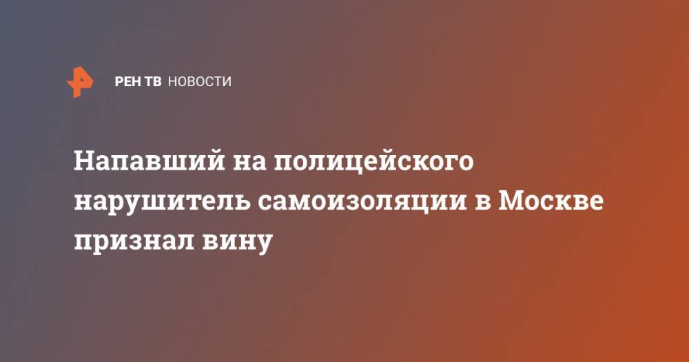 Напавший на полицейского нарушитель самоизоляции в Москве признал вину - ren.tv - Москва - Россия