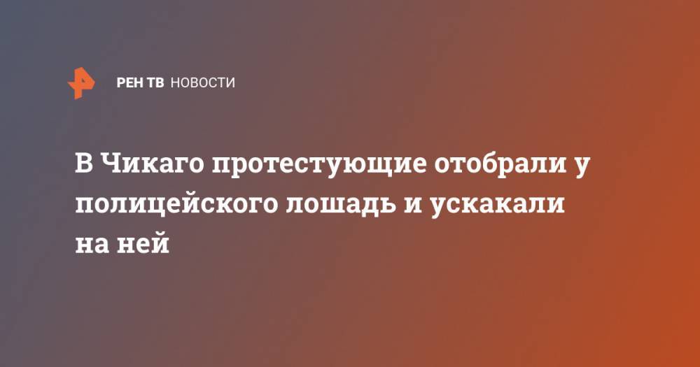Джордж Флойд - В Чикаго протестующие отобрали у полицейского лошадь и ускакали на ней - ren.tv - США