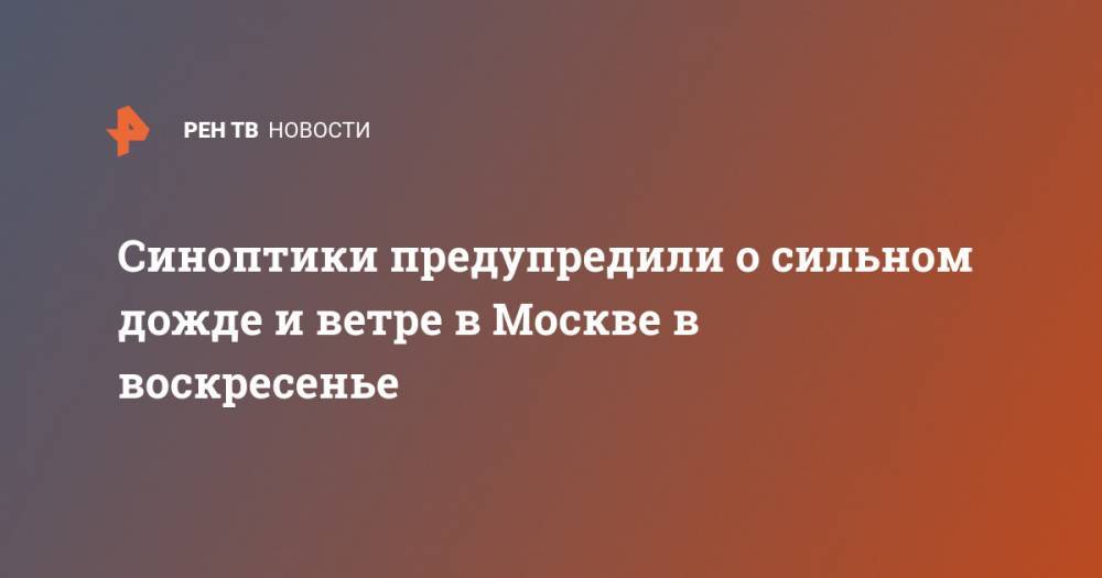 Михаил Леус - Синоптики предупредили о сильном дожде и ветре в Москве в воскресенье - ren.tv - Москва - Украина - Московская обл.