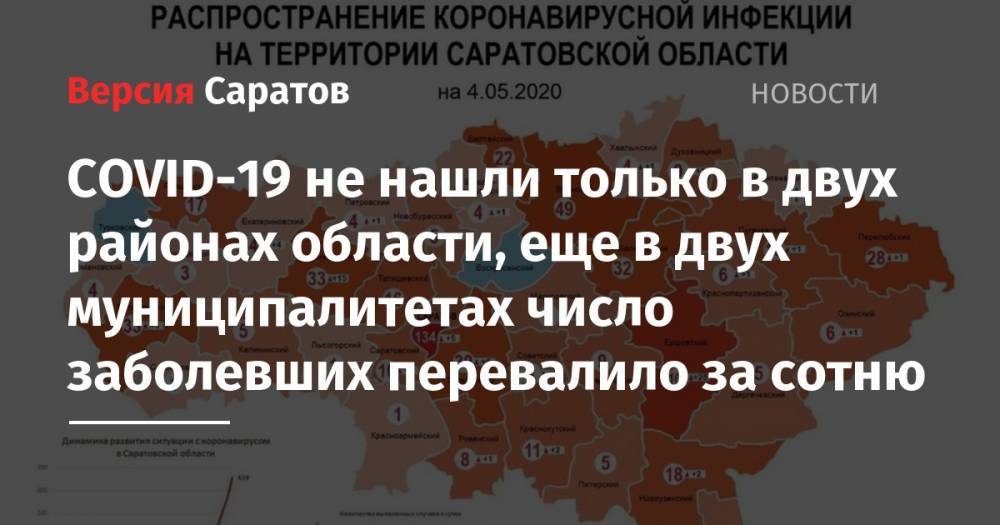 COVID-19 не нашли только в двух районах области, еще в двух муниципалитетах число заболевших перевалило за сотню - nversia.ru - Саратовская обл. - Воскресенск