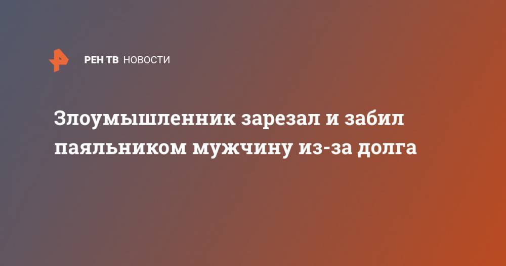 Злоумышленник зарезал и забил паяльником мужчину из-за долга - ren.tv - Ленинградская обл. - р-н Кировский