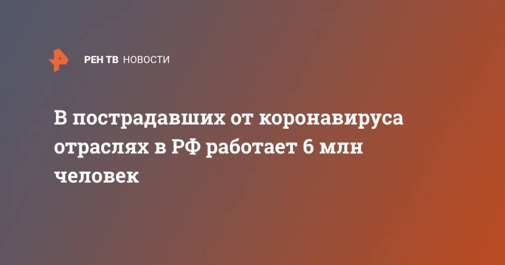 Владимир Путин - Максим Решетников - В пострадавших от коронавируса отраслях в РФ работает 6 млн человек - ren.tv - Россия