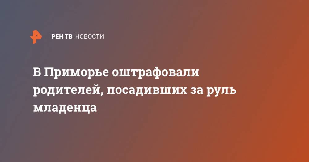 В Приморье оштрафовали родителей, посадивших за руль младенца - ren.tv - Россия - Приморье край