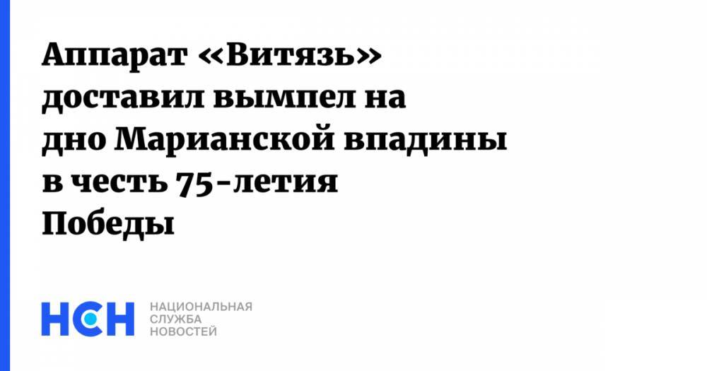 Владимир Путин - Аппарат «Витязь» доставил вымпел на дно Марианской впадины в честь 75-летия Победы - nsn.fm - Россия