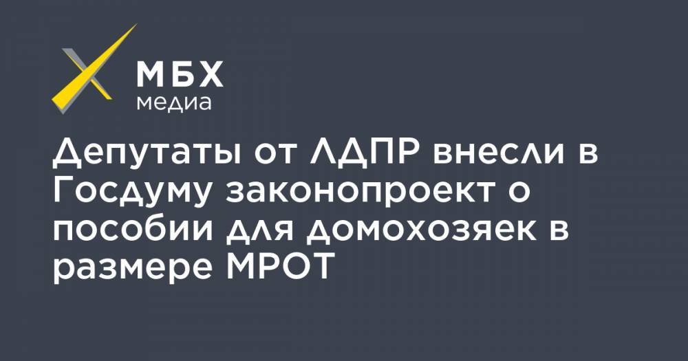 Ярослав Нилов - Депутаты от ЛДПР внесли в Госдуму законопроект о пособии для домохозяек в размере МРОТ - mbk.news - Россия