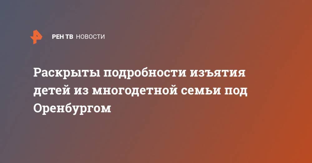 Раскрыты подробности изъятия детей из многодетной семьи под Оренбургом - ren.tv - Оренбург - Оренбургская обл.