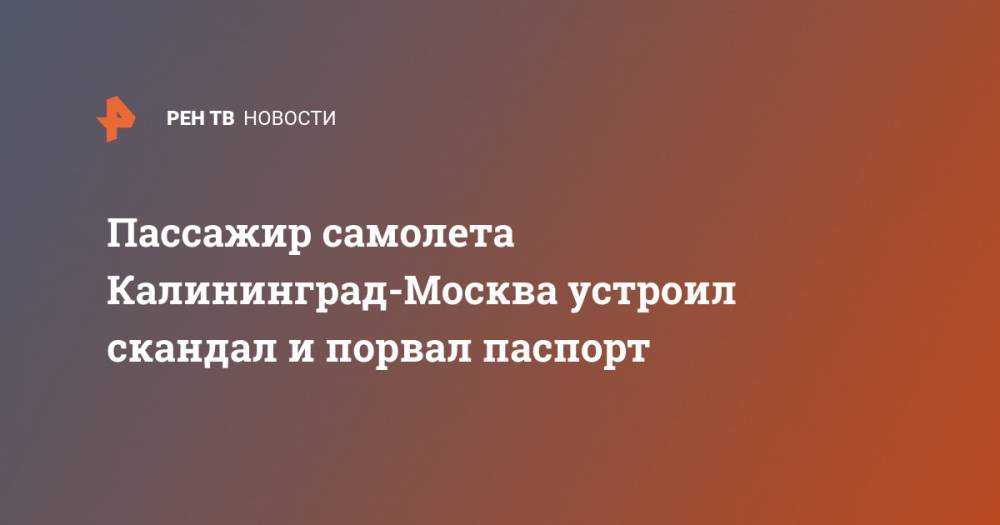 Пассажир самолета Калининград-Москва устроил скандал и порвал паспорт - ren.tv - Москва - Калининград - Калининградская обл.