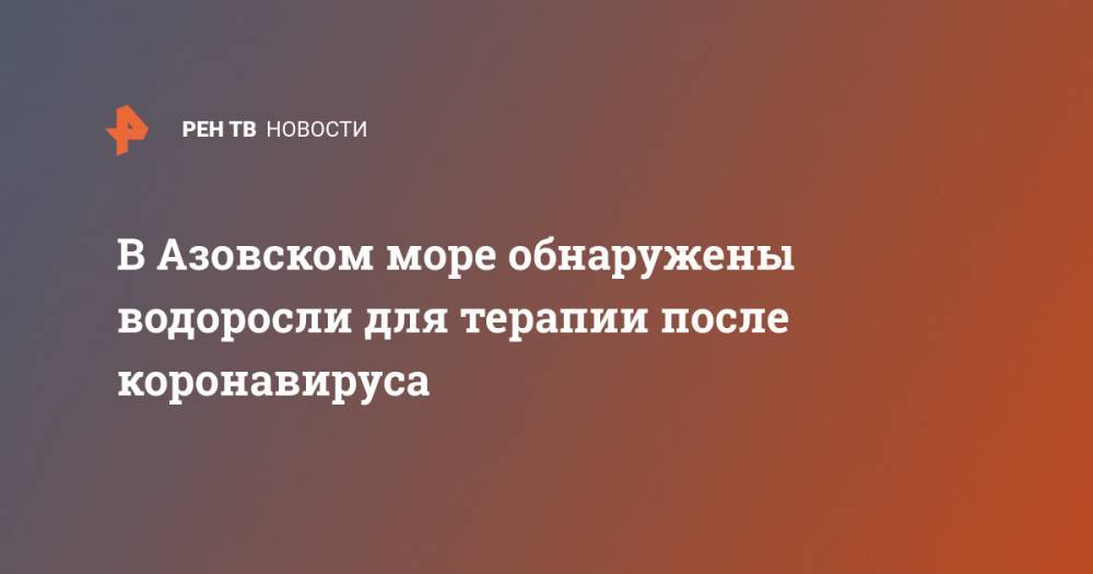 В Азовском море обнаружены водоросли для терапии после коронавируса - ren.tv - Россия - Мурманск