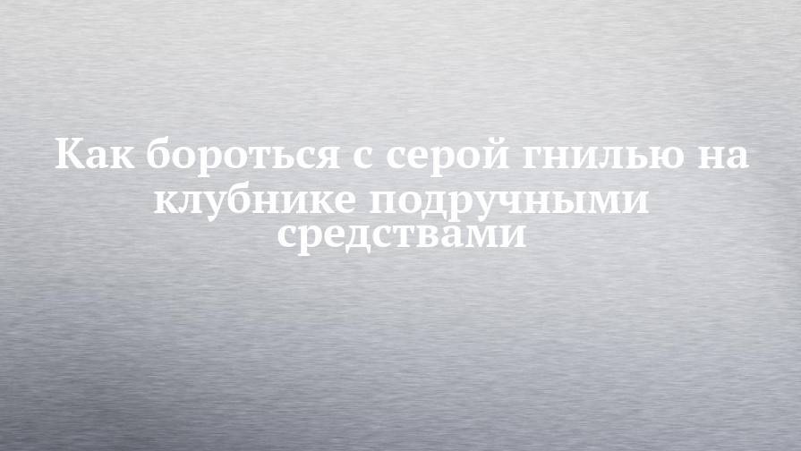 Как бороться с серой гнилью на клубнике подручными средствами - chelny-izvest.ru