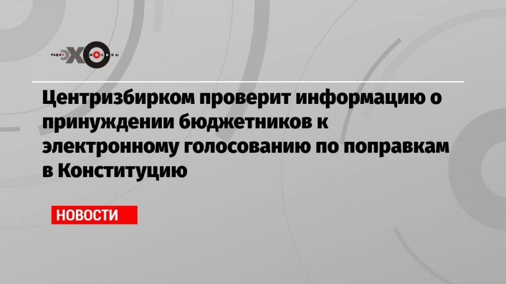 Элла Памфилова - Алексей Немерюк - Центризбирком проверит информацию о принуждении бюджетников к электронному голосованию по поправкам в Конституцию - echo.msk.ru - Москва - Нижегородская обл.