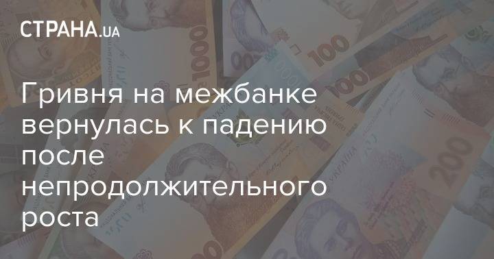 Гривня на межбанке вернулась к падению после непродолжительного роста - strana.ua - Украина