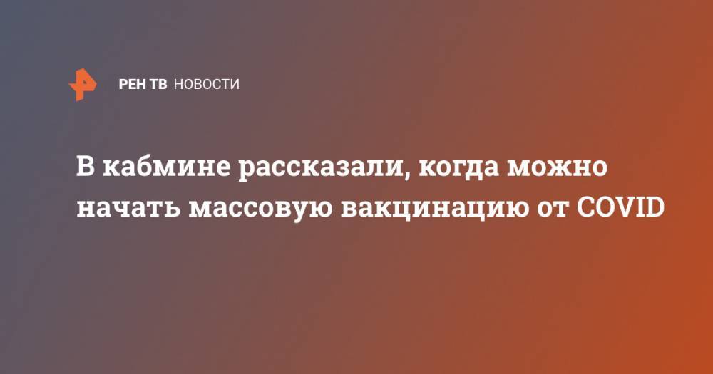 Анна Попова - Дмитрий Чернышенко - В кабмине рассказали, когда можно начать массовую вакцинацию от COVID - ren.tv - Россия