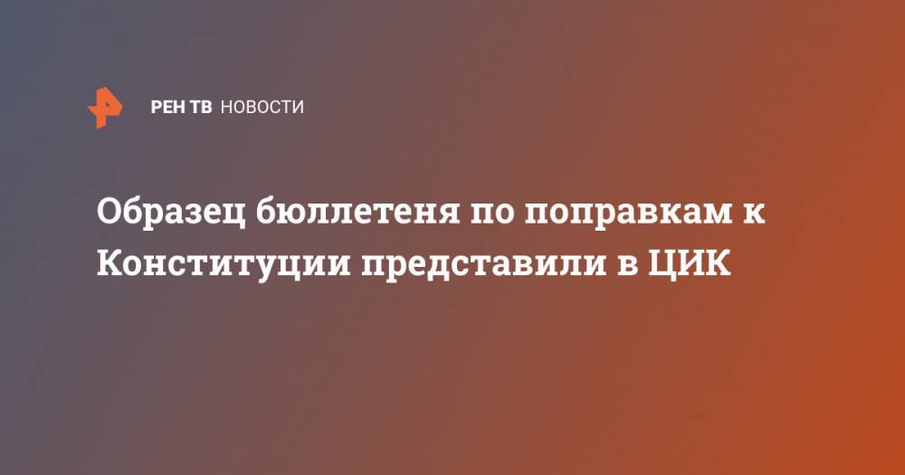 Владимир Путин - Элла Памфилова - Анна Попова - Образец бюллетеня по поправкам к Конституции представили в ЦИК - ren.tv - Россия - Южная Корея - Израиль - Франция