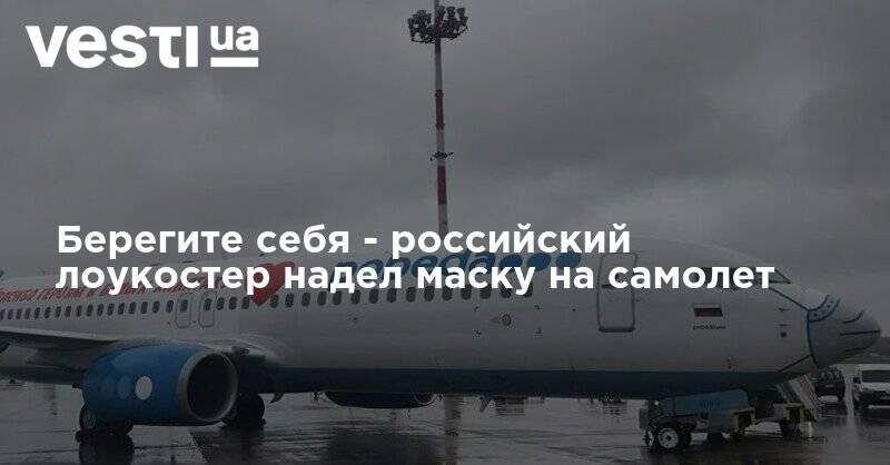 Берегите себя - российский лоукостер надел маску на самолет - vesti.ua - Россия
