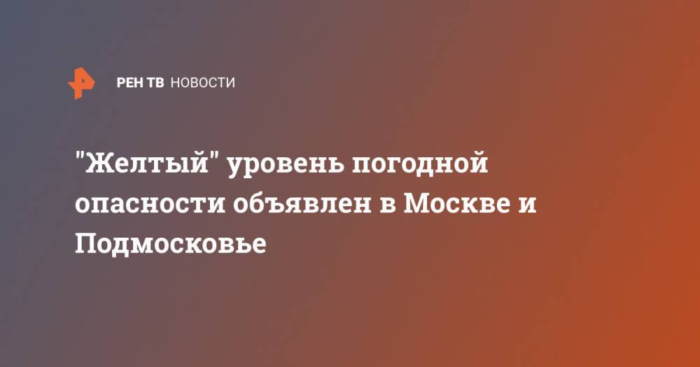 Гидрометцентр Роман Вильфанд - "Желтый" уровень погодной опасности объявлен в Москве и Подмосковье - ren.tv - Москва - Московская обл.