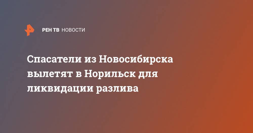 Спасатели из Новосибирска вылетят в Норильск для ликвидации разлива - ren.tv - Россия - Новосибирск - Норильск