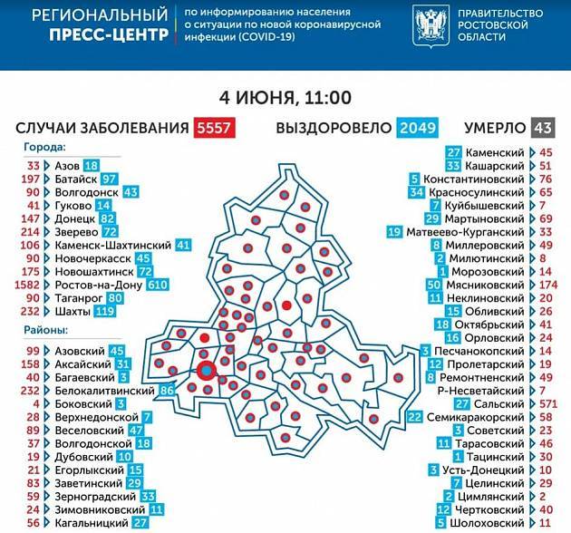 Новых инфицированных COVID-19 выявили в 33 городах и районах Дона - dontr.ru - Донецк - Волгодонск - Новочеркасск - Новошахтинск - Батайск - район Семикаракорский