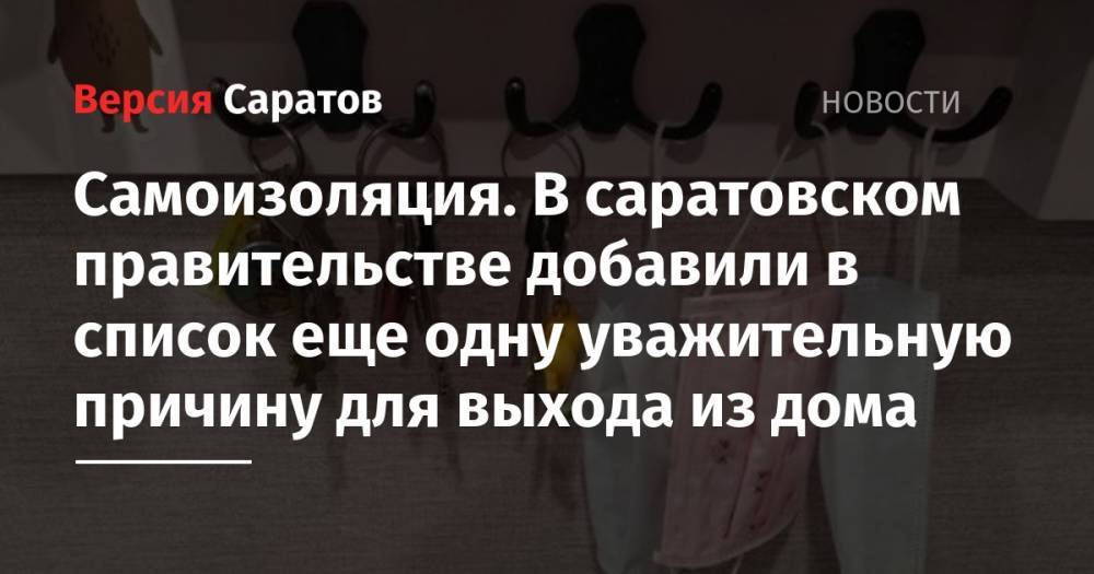Александр Стрелюхин - Самоизоляция. В саратовском правительстве добавили в список еще одну уважительную причину для выхода из дома - nversia.ru - Саратовская обл. - Саратов