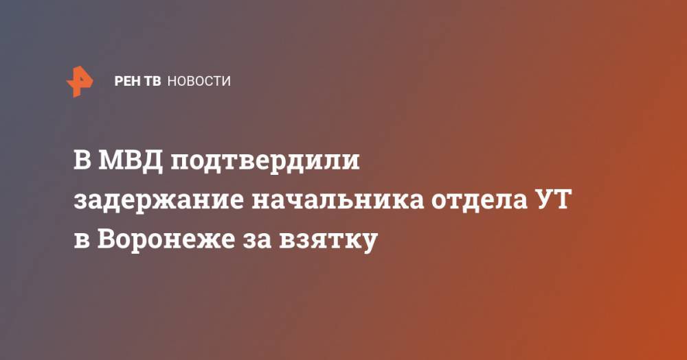 В МВД подтвердили задержание начальника отдела УТ в Воронеже за взятку - ren.tv - Россия - Воронеж - ЦФО