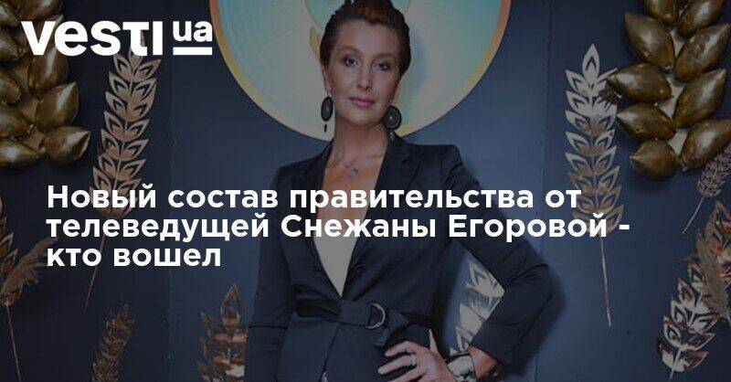Владимир Зеленский - Снежана Егорова - Новый состав правительства от телеведущей Снежаны Егоровой - кто вошел - vesti.ua