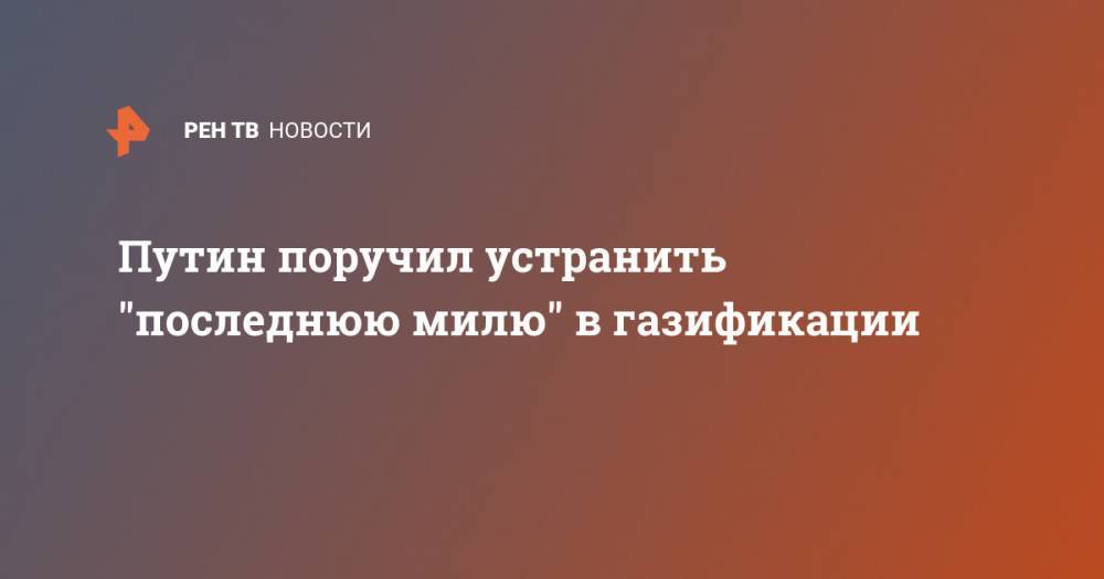Владимир Путин - Александр Новак - Путин поручил устранить "последнюю милю" в газификации - ren.tv - Россия