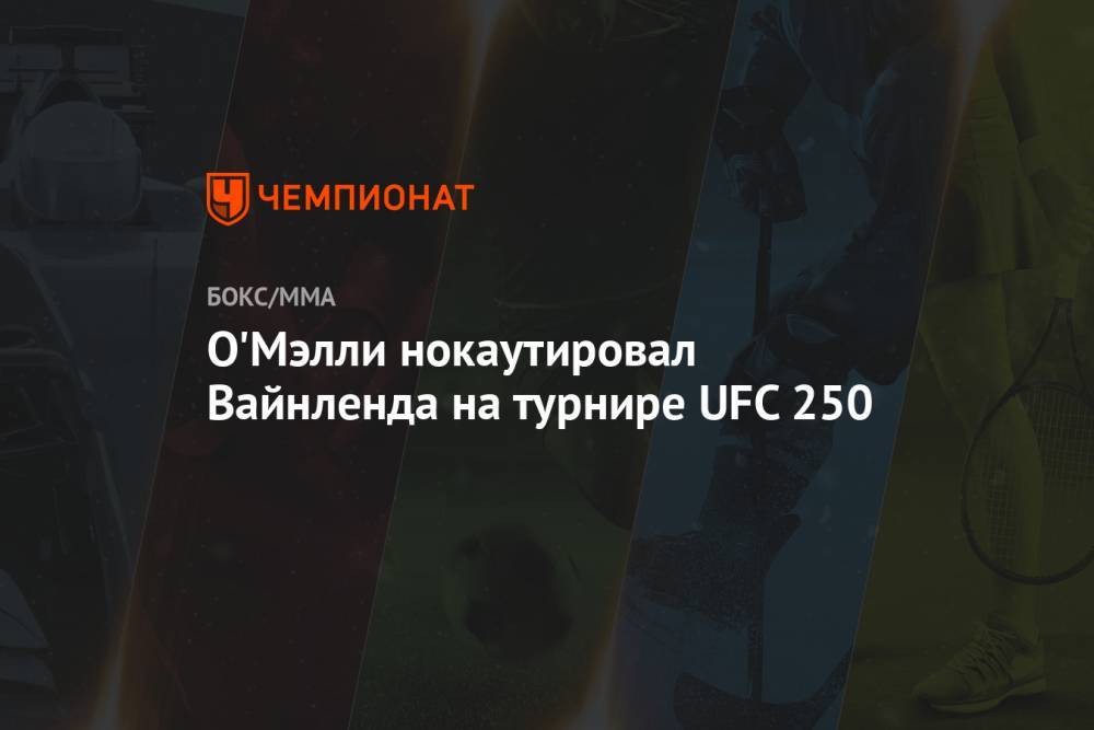 Аманда Нуньес - Шон Омэлли - О'Мэлли нокаутировал Вайнленда на турнире UFC 250 - championat.com - США - Бразилия - шт. Невада - Вегас