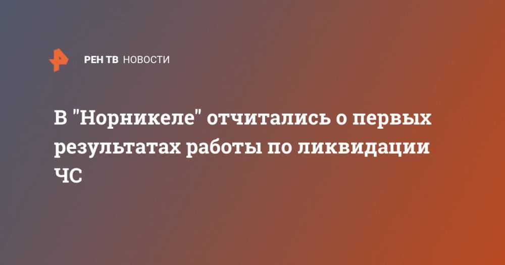 В "Норникеле" отчитались о первых результатах работы по ликвидации ЧС - ren.tv