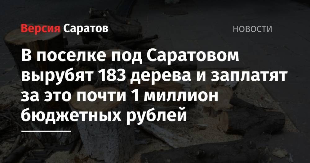 В поселке под Саратовом вырубят 183 дерева и заплатят за это почти 1 миллион бюджетных рублей - nversia.ru - Саратов