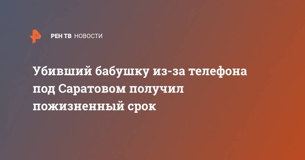 Убивший бабушку из-за телефона под Саратовом получил пожизненный срок - ren.tv - Саратов