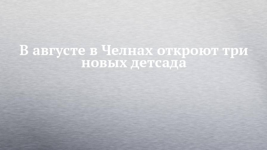 Наиль Магдеев - В августе в Челнах откроют три новых детсада - chelny-izvest.ru