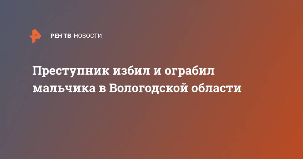 Преступник избил и ограбил мальчика в Вологодской области - ren.tv - Вологодская обл.