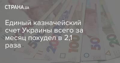 Единый казначейский счет Украины всего за месяц похудел в 2,1 раза - strana.ua - Украина
