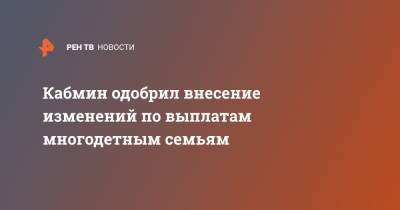 Кабмин одобрил внесение изменений по выплатам многодетным семьям - ren.tv - Россия