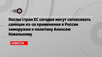 Алексей Навальный - Жозеп Боррель - Послы стран ЕС сегодня могут согласовать санкции из-за применения в России химоружия к политику Алексею Навальному - echo.msk.ru - Россия - Германия - Франция