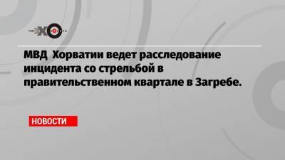 Андрей Пленкович - МВД Хорватии ведет расследование инцидента со стрельбой в правительственном квартале в Загребе. - echo.msk.ru - Украина - Хорватия - Загреб