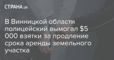 В Винницкой области полицейский вымогал $5 000 взятки за продление срока аренды земельного участка - strana.ua - Киев - Винницкая обл.