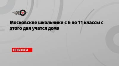 Московские школьники с 6 по 11 классы с этого дня учатся дома - echo.msk.ru - Сергей Собянин