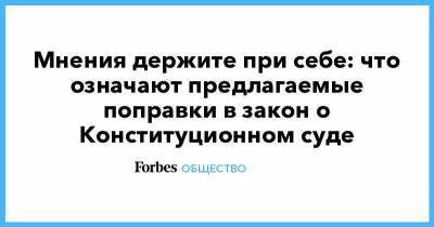 Мнения держите при себе: что означают предлагаемые поправки в закон о Конституционном суде - smartmoney.one - Россия