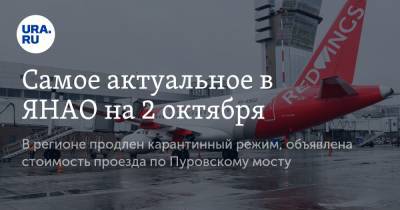 Дмитрий Артюхов - Самое актуальное в ЯНАО на 2 октября. В регионе продлен карантинный режим, объявлена стоимость проезда по Пуровскому мосту - ura.news - Екатеринбург - Ноябрьск - окр. Янао