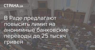 В Раде предлагают повысить лимит на анонимные банковские переводы до 25 тысяч гривен - strana.ua
