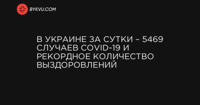 В Украине за сутки – 5469 случаев COVID-19 и рекордное количество выздоровлений - bykvu.com - Украина - Киев - Киевская обл. - Ивано-Франковская обл. - Харьковская обл. - Днепропетровская обл. - Тернопольская обл. - Одесская обл. - Житомирская обл. - Львовская обл. - Полтавская обл. - Донецкая обл.