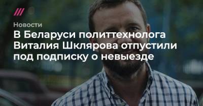 В Беларуси политтехнолога Виталия Шклярова отпустили под подписку о невыезде - tvrain.ru - США - Белоруссия - Минск