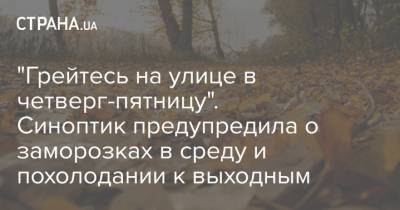 Наталья Диденко - "Грейтесь на улице в четверг-пятницу". Синоптик предупредила о заморозках в среду и похолодании к выходным - strana.ua - Украина - Киев