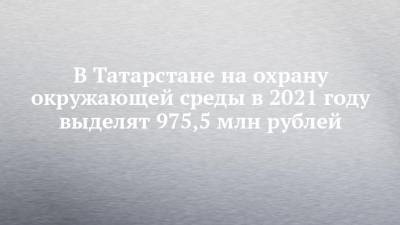 В Татарстане на охрану окружающей среды в 2021 году выделят 975,5 млн рублей - chelny-izvest.ru - респ. Татарстан
