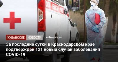 За последние сутки в Краснодарском крае подтвержден 121 новый случай заболевания COVID-19 - kubnews.ru - Россия - Краснодарский край